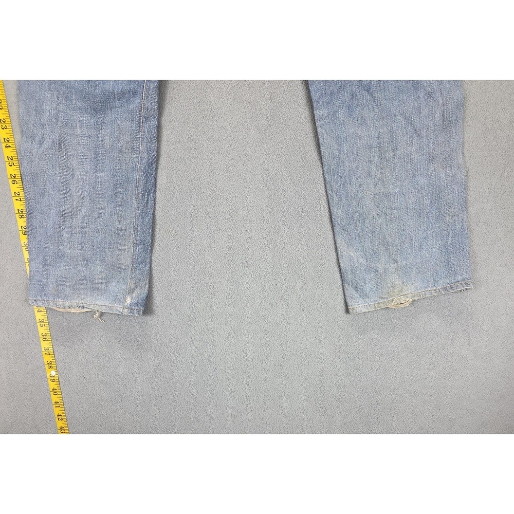 Levis Jeans Mens Selvedge Blue Light Wash Regular Straight Whiskers Fits 28x26 - Picture 13 of 16